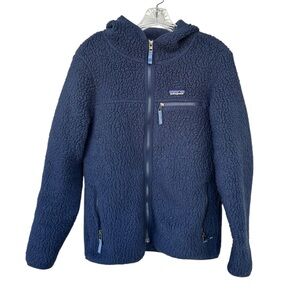 Patagonia Women's Retro Pile Full Zip Fleece Hoody - Size Medium - Navy Blue